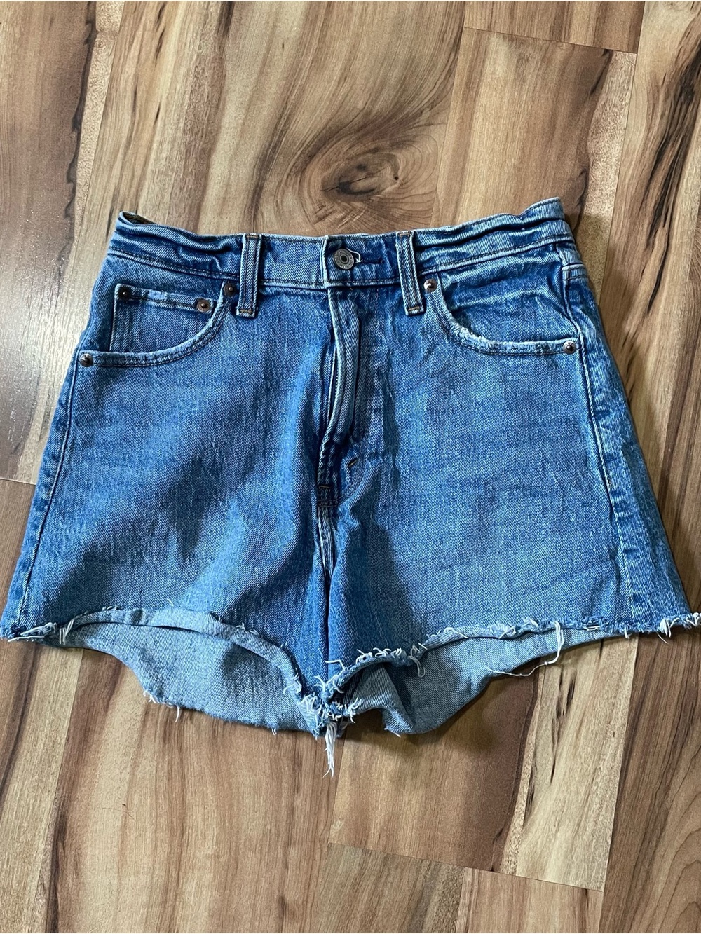 Abercrombie & Fitch Blue Denim High Waist Shorts